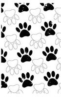 Dog Paw Pattern in Black and White: 106-Page Ruled Paper Journal, 6 X 9(15.24 X 22.86 CM) Notebook Distressed Cartoon Style Drawing