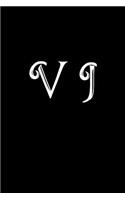 V J: Double Monogram Journal, 100 Pages, 6x9 Inches, Black Glossy Cover