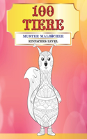 Muster Malbücher - Einfaches Level - 100 Tiere