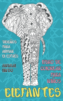 Libro de colorear para niños - Diseños para aliviar el estrés - Animal lindo - Elefantes