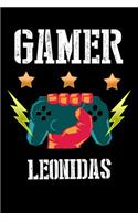 Gamer Leonidas: Liniertes Notizbuch für deinen Vornamen