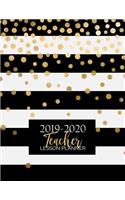 Teacher Lesson Planner: Weekly and Monthly Calendar Agenda Academic Year August - July Includes Quotes & Holidays Gold Black White Striped