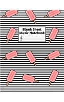 Blank Sheet Music Notebook: Easy Blank Staff Manuscript Book Large 8.5 X 11 Inches Musician Paper Wide 12 Staves Per Page for Piano, Flute, Violin, Guitar, Trumpet, Drums, Cell