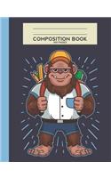 Composition Book 100 Pages: Cute Bigfoot Wide-Ruled Notebook Journal