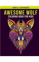 Awesome Wolf Coloring Book For Kids: An Kids Coloring Book of 30 Stress Relief Wolf Coloring Book Designs