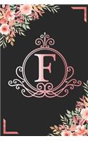 F: Watercolor Flower & Marbel - Motivational and Inspirational Trendy Monogram Initial Letter Women & Girls Coworker Office Funny Notebook Wide Ruled L