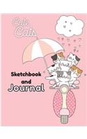 Cute Cats Sketchbook and Journal: Blank Paper for drawing, doodling for kids