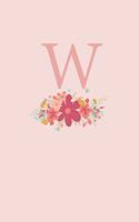 W: A Simple Pink Floral Monogram Sketchbook - 110 Sketchbook Pages (6 x 9) - Floral Watercolor Monogram Sketch Notebook - Personalized Initial Letter J