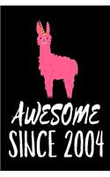 Awesome Since 2004: Funny Pink Llama Birthday Gift Notebook
