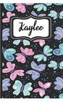 Kaylee: Personalized Named Journal Notebook Pretty Butterfly Cover for Women & Girls Lined Pages