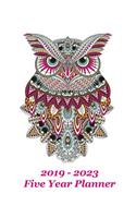 2019 - 2023 Five Year Planner: Decorative Owl Cover - Includes Major U.S. Holidays and Sporting Events