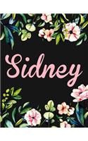 Sidney: Personalised Sidney Notebook/Journal For Writing 100 Lined Pages (Black Floral Design)