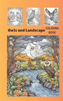 Owls and Landscape Coloring Book
