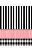 School Composition Book Black White Pink Stripes