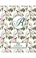 2020 Weekly Planner - Red Headed Hummingbirds - Personalized Letter R - 14 Month Large Print