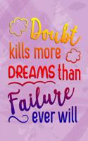 Doubt Kills More Dreams Than Failure Ever Will: Composition Notebook - Elementary, Middle and High School Students