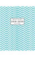 2019-2020: 18-Month Weekly and Monthly Planner/Calendar for Business Personal School July 2019-Dec 2020 Aqua with White Chevron Stripe