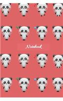 Notebook: Pandas on cover. 6 x 9 notebook, 120 blank lined pages to write in. Cute gift.