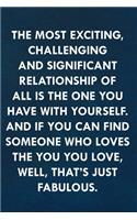 The most exciting, challenging and significant relationship of all is the one you have with yourself.