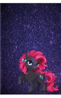 Glitter Pony Notebook: Pony with glitter background Dot Grid 6x9 Dotted Bullet Journal and Notebook 120 Pages