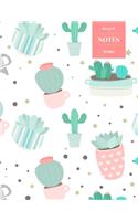 Dot Grid Notes 110 Pages: Cactus Floral Notebook for Professionals and Students, Teachers and Writers - Succulent Pattern -