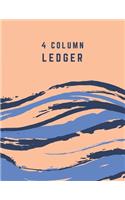 4 Column Ledger: Blue Abstract Wave Account Record Keeping Books, General Columnar Ruled Ledger Book, Blank Accounting Bookkeeping Notebook, Paper Book Financial Acc(11 Notebooks for Small Business Home Office)