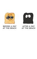 Before A Day At The Beach - After A Day At The Beach: Funny Burned Toast. Graph Paper Composition Notebook to Take Notes at Work. Grid, Squared, Quad Ruled. Bullet Point Diary, To-Do-List or Journal For