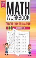 Math Workbook GREATER THAN OR LESS THAN 100 Worksheets Grades 1-3