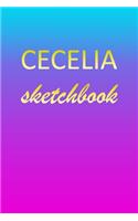 Cecelia: Sketchbook - Blank Imaginative Sketch Book Paper - Pink Blue Gold Custom Letter C Personalized Cover - Teach & Practice Drawing for Experienced & As