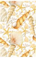 Bullet Journaling Notebook Gold Beach Seashells: 5mm Dotted Grid with Index and Numbered Pages