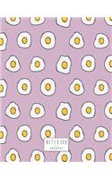 Notebook: Fried egg on purple cover and Lined pages, Extra large (8.5 x 11) inches, 110 pages, White paper(3 Fried Egg on Purple Notebook)