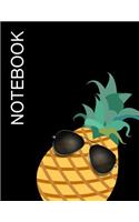 Notebook: Pineapple Chic (8.5 X 11 Inches, 120 Pages, Lined Paper) Composition Book, Journal, Diary-Black Cover