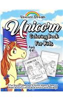 Unicorn Coloring Book for Kids Ages 4-8: A Fun Unicorn Adventure in United States of America (USA) Activity Coloring Book Gift for Girls and Boys