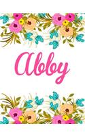 Abby: Personalised Abby Notebook/Journal For Writing 100 Lined Pages (White Floral Design)