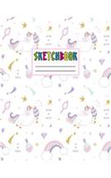 Sketcbook: Cute Unicorn Kawaii Sketch Book for Girls, Kids, Teens, Women (Perfect for Sketching, Drawing, Doodling, Journal, Note Pad, Birthday Party Favors)