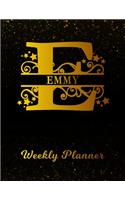 Emmy Weekly Planner: 2 Year Personalized Letter E Appointment Book January 2019 - December 2020 Black Gold Cover Writing Notebook & Diary Datebook Calendar Schedule Plan