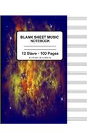 Blank Sheet Music Notebook: Space Decor (2), Musicians Blank Sheet Music Notebook, Staff Manuscript Paper Standard - 12 Stave
