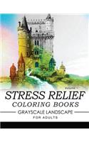Stress Relief Coloring Books GRAYSCALE Landscape for Adults Volume 1