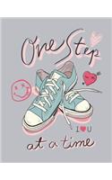 Ons step: I love my shoe on grey cover and Lined pages, Extra large (8.5 x 11) inches, 110 pages, White paper(1 I Love My Shoe on Grey Notebook)