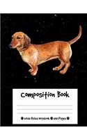 Composition Book: Dachshund Dog Composition Notebook Wide Ruled (7.44 x 9.69 in), I Love Dogs