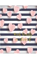 Pink Hearts on Striped Composition Notebook