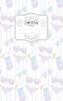 Composition Notebook: Kawaii College Ruled Narrow Line Comp Books for School - Summer Blue Bikini(70 Pastel Cute Journals for Students)