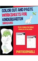 Color Cut and Paste Worksheets for Kindergarten (Dinosaurs)