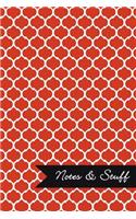 Notes & Stuff - Lined Notebook with Red Moroccan Trellis Pattern Cover: 101 Pages, Medium Ruled, 6 x 9 Journal, Soft Cover