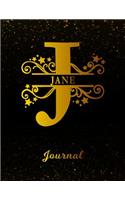 Jane Journal: Letter J Personalized First Name Personal Writing Diary Black Gold Glittery Space Effect Cover Daily Diaries for Journalists & Writers Note Taking W