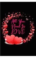 All You Need Is Love: Valentines Day Gift, Inspirational Journal Notebook, 6 x 9 Inches, 120 Lined Blank Pages, Cute Matte Finish