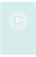 R: 110 College-Ruled Pages (6 x 9) - Monogram Journal and Notebook with a Light Blue Background and Simple Vintage Elegant Design - Personalized Initia