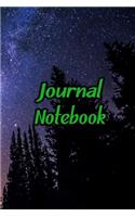Journal Notebook: Star Daily Journaling - Lined Paper Wide Ruled Notes Spark Your Imagination and Positive Thinking - Forest Night Cover Print