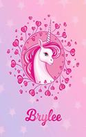 Brylee: Unicorn Large Blank Primary Sketchbook Paper - Pink Purple Magical Horse Personalized Letter B Initial Custom First Name Cover - Drawing Sketch Book
