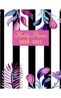 2020-2021 Classic Floral Stripe 2-Year Monthly Planner And Calendar